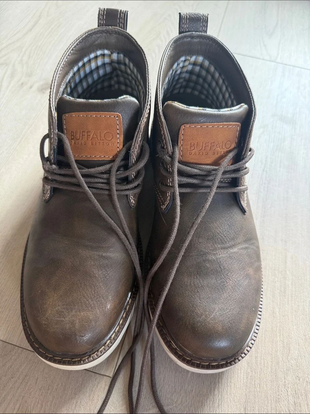Buffalo David Bitton Men's Brown Leather Casual Lace-Up Shoes